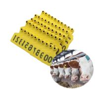 Plastic Livestock Ear Tags，Bull's Ear Label， Pack of 100 Livestock Ear Tags for Cows Goats Sheep Pigs Multicolor 100x75mm(Yellow,No.101-200)