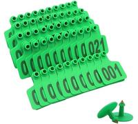 Plastic Livestock Ear Tags,Bull's Ear Label, Pack of 100 Numbered Livestock Ear Tags for Cattle Calf Hog Multicolor(Green,101-200)