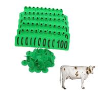 Plastic Livestock Ear Tags,Bull's Ear Label, Pack of 100 Plastic Livestock Ear Tags with Numbers 001-500 Multicolor 7.5x6 cm(Green,201-300)