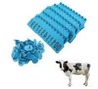 Plastic Livestock Ear Tags,Bull's Ear Label, Pack of 100 TPU Livestock Ear Tags with Series Numbers, Multicolor, 100x75mm(Blue,No.601-700)