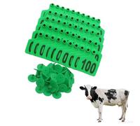 Plastic Livestock Ear Tags,Bull's Ear Label, Pack of 100 TPU Livestock Ear Tags with Series Numbers, Multicolor, 100x75mm(Green,No.701-800)