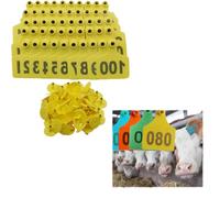 Plastic Livestock Ear Tags,Bull's Ear Label, Plastic Livestock Ear Tags Laser Printed Numbers Multicolor Multiple Number Ranges for Cattle Goats Hogs Sheep(Yellow,No.701-800)