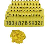 Plastic Livestock Ear Tags,Bull's Ear Label, Plastic Livestock Ear Tags with Series Number 7.5x6cm Multicolor Pack of 100(Yellow,401-500)