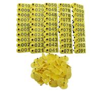 Plastic Livestock Ear Tags, Livestock Ear Tags Pack of 100 Multicolor 001-1000 for Sheep Goats Pigs Cattle(Yellow,301-400)