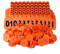 Plastic Livestock Ear Tags, Plastic Numbered Livestock Ear Tags for Cattle Pigs Sheep Goats Multicolor Multiple Sizes Pack of 100(Orange,1301-1400)