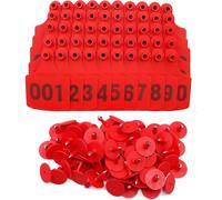 Plastic Livestock Ear Tags, Plastic Numbered Livestock Ear Tags for Cattle Pigs Sheep Goats Multicolor Multiple Sizes Pack of 100(Red,201-300)