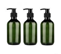 Plastic Lotion Dispenser Bottles with Hand Pumps, Set of 3, Suitable for Bathroom and Kitchen Use, Designed for Easy Pumping and Liquid Storage (Green)
