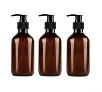 Plastic Lotion Dispenser Bottles with Hand Pumps, Set of 3, Suitable for Bathroom and Kitchen Use, Designed for Easy Pumping and Liquid Storage (Brown)