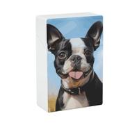 Plastic Lovely Boston Terrier Cigarette Case Waterproof Cigarette Holder Box for 20pcs King Size Cigarettes, Crush Resistant Cig Case Pack Accessory, Ideal Gift for Smoker Women Men