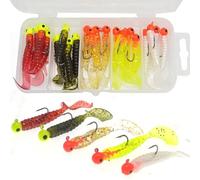 Plastic Lures Set 20Pcs Artificial Worms Bait Ice Fishing Lures Fishing Baits Mini Lifelike Fake Earthworm Bait with Fishing Jig Hooks
