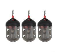 Plastic Maggot Feeder Cage for Carp Fishing - 26mm Diameter × 48mm Height Groundbait Basket with Shock-Absorbing Elastic, Compatible with River Fishing for Carp, Chub & Barbel(3pack)