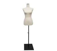 Plastic Manikin Life Size to Display Dresses Women Mannequin Girl Half Body Black Velvet Cloth Dummy(White)