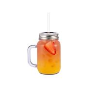 Plastic Mason Drinking Jar Glasses 20oz / 568ml - Set of 4 - bar@drinkstuff BPA Free SAN Plastic Drinking Jars with Lid & Straw