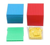 Plastic Math Manipulatives, Four Color Base Ten Blocks Place Value Blocks Hands on Math Manipulative Learning Tools Counting Cubes