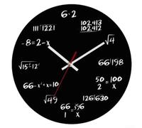 Plastic Math Wall Clock 30cm Silent Sweep Mechanism(6 * 2 black bottom)