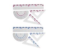 Plastic Mathematical Drawing Ruler Professional Mathematics Tool with Set Square Prospractor Straight Ruler for Colourful Learning Geometry Tool for Students