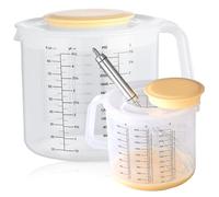 Plastic Measuring Cup, 2500ml Splash Proof Large Measuring Cup with Clear Scale, Mixing Bowls with Lids and Handle for Baking Cooking Cups Jugs
