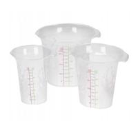 Plastic Measuring Cup Set 0.25L/0.5L/1L Jug Kitchen Baking Container Stackable 3 Size Set Nestable