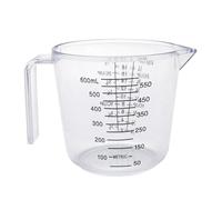 Plastic Measuring Cup with Double Graduated Scale, Transparent Baking Measuring Jug with Handle & Pour Spout, Clear Kitchen Liquid Measure Cup for Cooking & Baking, (600 ML)