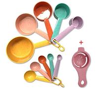 Plastic Measuring Cups and Spoons Set - 10 Pcs Colorful Kitchen Measuring Tool, Engraved Metric/US Markings Stackable Silicone Measure Cup for Liquid & Dry Measuring, Cooking & Baking, Random Color