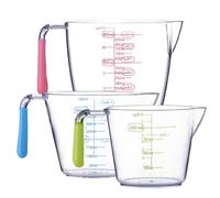 Plastic Measuring Cups Set of 3 with Angled Grip Handles - BPA-Free and Easy to Read Measurements - Perfect for Baking - Includes 200ML, 400ML, and 900ML Measuring Jugs