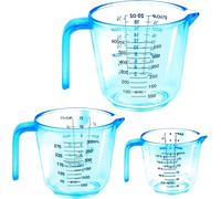 Plastic Measuring Jug, BPA Free Measuring Cups,Measuring Cup Jugs for Baking Cooking, 150ML, 300ML, 600ML, Easy to Read Measurements, Cook with Accuracy (Blue)