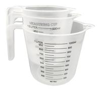 Plastic Measuring Jug Set, 3Pcs 1L/500ml/250ml BPA-Free Cooking Baking Cups
