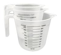 Plastic Measuring Jug Set 3Pcs, 1L/500ml/250ml Clear Water Jug with Handle BPA-Free Easy Read for Cooking Baking