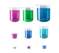 Plastic Measuring Jups Set of 9 Measuring Cups, 10,15,20,30,50,100,150,200,500 ML Small Beaker, Double-Sided Transparent Scale