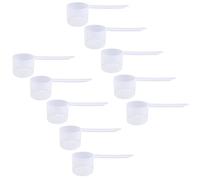 Plastic Measuring Scoop, 4 Tablespoon (60 cc | 1/4 Cup | 2 oz. | 60 mL) Long Handle Spoons for Powders and Granules, Coffee, Pet Food, Grains, Protein, Spices and Other Dry Goods (Pack of 10)