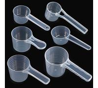 Plastic Measuring Spoons Sets, 6 Pcs Transparent Measuring Scoop 15ml 30ml 50ml 70ml 80ml 100ml Spoon Scoops for Food Flour