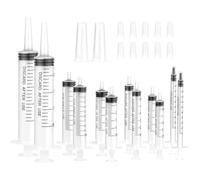 Plastic Measuring Sterile Disposable Thin Syringe, Colostrum Syringe With Caps No Needle, Liquids Syringe Refilling, Individually Packaging Syringes for Lab (12Pcs 1ml, 2.5ml, 3ml, 5ml, 10ml, 20ml)