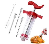Plastic Meat Injector Syringe Kit - 30ml Marinade Injector with 3 Needles and 1 Brush for Flavor Infusion - Ideal for Poultry, Beef, Pork, and More