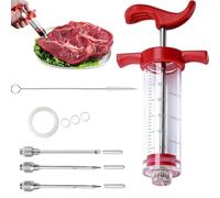 Plastic Meat Injector Syringe Kit - Food Syringe - Flavor Injector for BBQ, Turkey, Chicken, Marinades - Dishwasher Safe, Easy to Use
