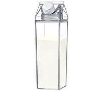 Plastic Milk Box, Clear Leak-proof Milk Carton Water Bottle with 2 Spouts, Transparent Square Juice Container for Outdoor Sports Travel Camping Activities(1000ml)