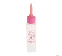 Plastic Milk Feeder with Clear Scale for Newborn Kittens, Puppies, Rabbits & Small Mammals, Soft Silicone Nipple, Pink/Blue Available(Pink-Long)