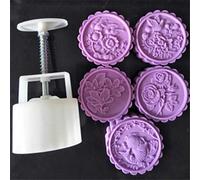 Plastic Mooncake Mold Set, Hand Pressure Maker Mould+100g Flower Mode Stamps Cake Plunger Kit, Round Cookies Cutter,Moon Cake Mould, Baking Pastry Tools,Mooncake Stamps Kitchen DIY Bakeware Supplies