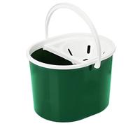 Plastic Mop Bucket with Wringer 12 Litre - Floor Bucket for Small Area Cleaning and General Mopping - Colour Coded Plastic - Green