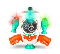 Plastic Musical Space Rocket Toy for Kids, Battery Operated Dancing Electric Walking Toy, 360 Degree Rotating Space Ship with Lights, Multicolor, 3+ Years (Pack of 1)