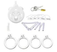 Plastic Negative Flame Chastity Cage with Urethral Inverted for Man Penis Rings Cock Lock Abstinence Restrain Sex Toys Pink(3251CD-white)