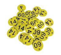 Plastic Number Tags 100PC Multi-Functional ID Number Tags with Hole 3.5cm Round 1-100 Digital Sign Label Beehive Mating Box Marks Locker Key Tag(Yellow)