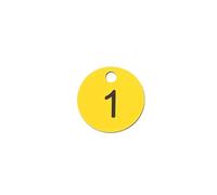 Plastic Number Tags 100pcs Number Tags 1-100 Round Shape Engraved Ring for Keychain Fitness Balls Suitable Home Workshop Hotel School(Yellow)