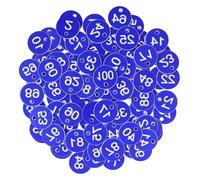 Plastic Number Tags, ABS Round Engraved Sequential Number Tags Pack of 100 Multicolor 3.5 Centimeters Diameter Red(Deep Blue)