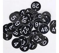 Plastic Number Tags, Engraved Numbered Tags, 100 Pcs Round Multicolor Plastic Tags 1-100 3.5 cm(Black)