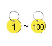 Plastic Number Tags Keychain Plate Digital Supermarket Storage Numbers Sign Restaurant Call Club ID Card for Luggage Lockers Organizer(1-100 Yellow)