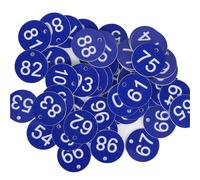 Plastic Number Tags Round Engraved Multicolor ABS Number Tags, 3.5cm, 100pcs 1-100, for Beekeeping Restaurant(DEEP Blue)