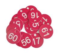 Plastic Number Tags Round Plastic Engraved Number Tags 100pcs 1-100 Multicolor for Keychain(Red)