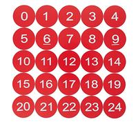 Plastic Numbered Discs Number Tags Engraved Numbered Tags Without Hole Round (0-100, Red)
