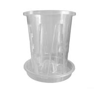 Plastic Nursery Pot with Saucer and Drainage Hole, Transparent Design for Monitoring Root Growth, Suitable for Home and Office Plants (1 set 12#)