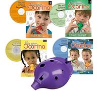 Plastic OCARINA deluxe set, Purple 4-hole, with 4 books and 4 CDs